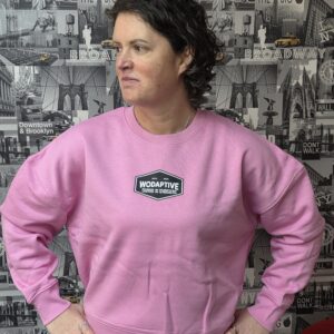 WODAPTIVE ESTD BUBBLE PINK CROPPED SWEATSHIRT