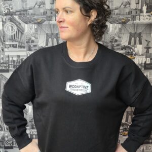 WODAPTIVE ESTD BLACK CROPPED SWEATSHIRT